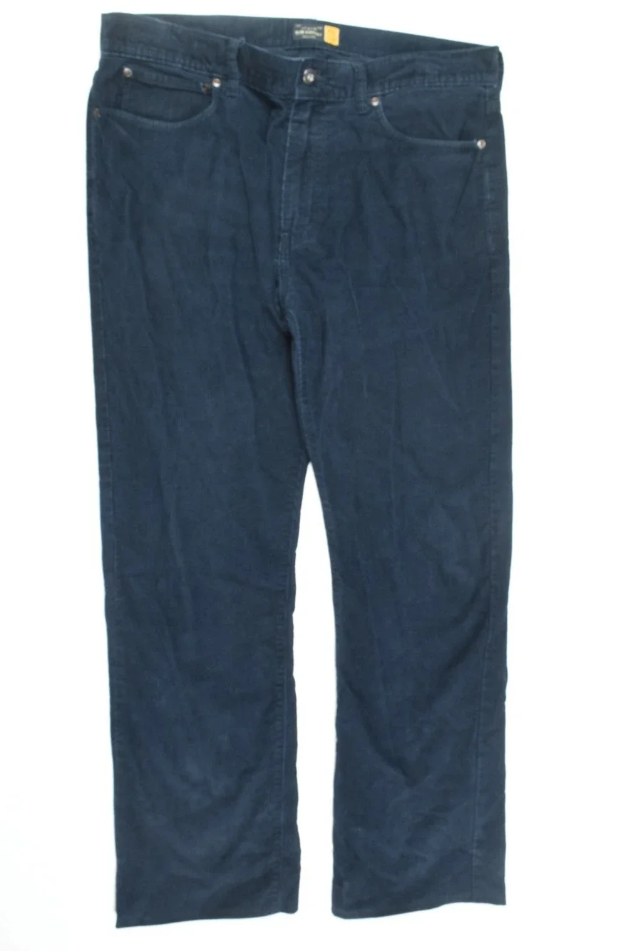 J.Crew Straight Fit Corduroy Pants Mens 36x32 (37x30) Blue Slim 5-Pocket Cotton